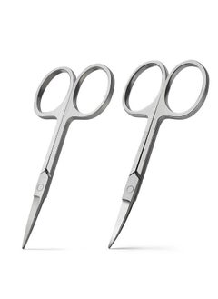 BEZOX Premium Nail Scissors 2Pcs  Professional Curved And Stright Manicure Scissors Multipurpose Stainless Steel Beauty Grooming Scissor For Nail Facial Hair Eyebrow Eyelash Dry Skin  - Image 1