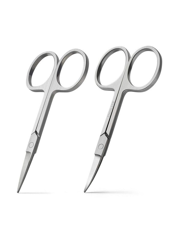 BEZOX Premium Nail Scissors 2Pcs  Professional Curved And Stright Manicure Scissors Multipurpose Stainless Steel Beauty Grooming Scissor For Nail Facial Hair Eyebrow Eyelash Dry Skin - Image 1