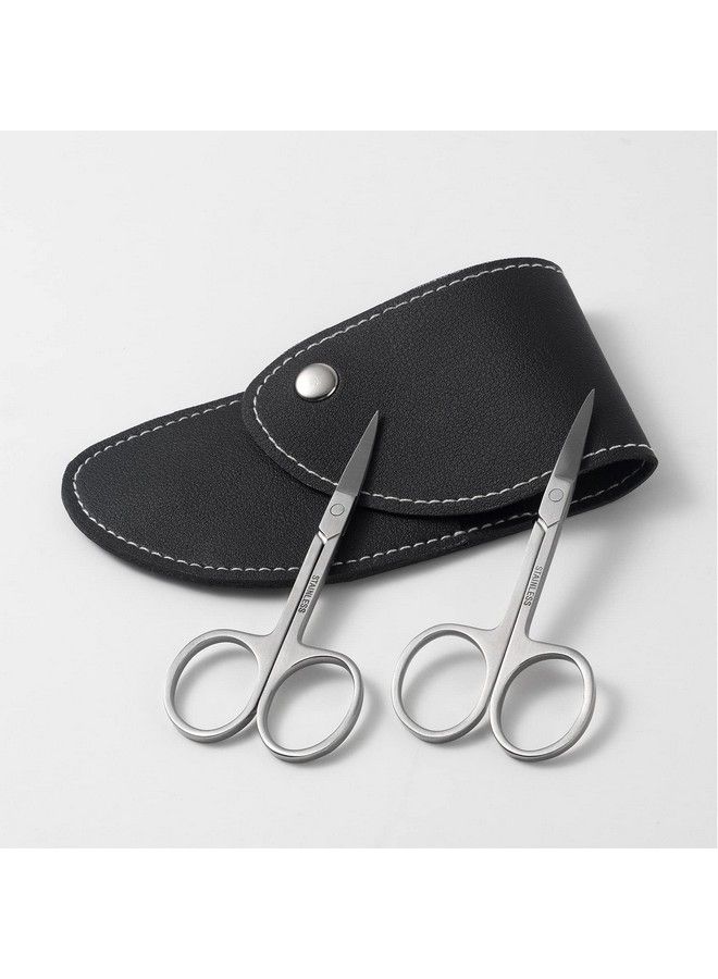 BEZOX Premium Nail Scissors 2Pcs  Professional Curved And Stright Manicure Scissors Multipurpose Stainless Steel Beauty Grooming Scissor For Nail Facial Hair Eyebrow Eyelash Dry Skin - Image 3