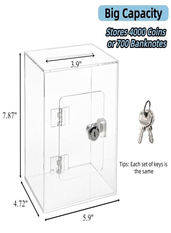 Cididu Clear Piggy Bank with Lock, Acrylic Money Saving Box for Adults Kids, Reusable Coin Cash Storing Container with Key, Openable Unbreakable Money Change Jar Pot for Birthday Gift Home Decoration - Image 2