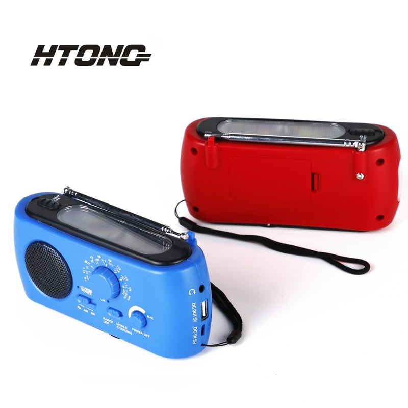 راديو محمول مزود بإضاءة LED خارجية متعدد النطاقات AM/FM/SW يعمل بالطاقة الشمسية مع شحن يدوي - Image 5