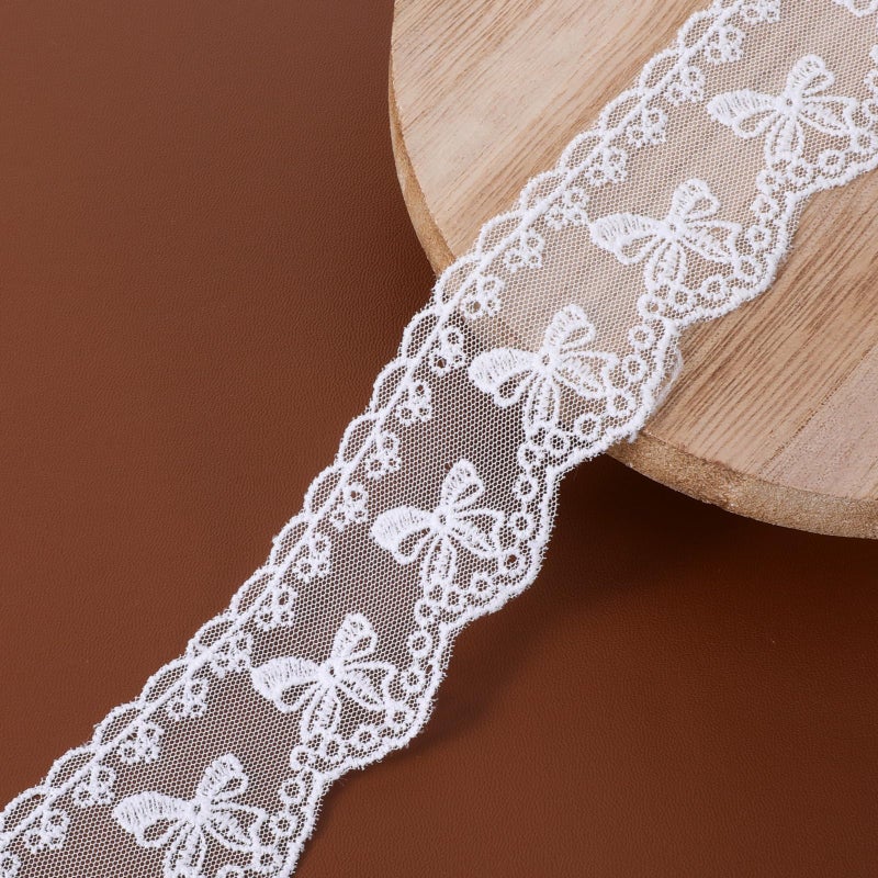 Zyghjort White Lace Ribbon 16 5 Yards Bow Eyelet Lace Trim Vintage Sewing Lac for DIY Crafts Scrapbooking Gift Wrapping Wedding Dress Bouquet Decoration - Image 3