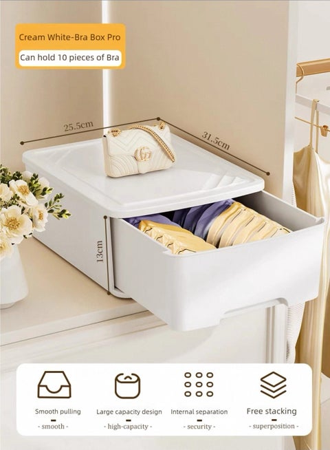 Drawer Organizer for Bras, Panties & Socks – Dustproof & Moisture-Resistant Closet Storage Box with Dividers, Handles – Underwear Lingerie Drawer Organizer for Cabinets