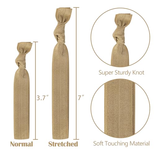 MEEDEE 100 Pack Gold Hair Accessories for Women: No Crease Soft Ribbon Knotted Hair Ties, Ouchless Ponytail Holders, Elastic Yoga Hair Bracelets - Image 3