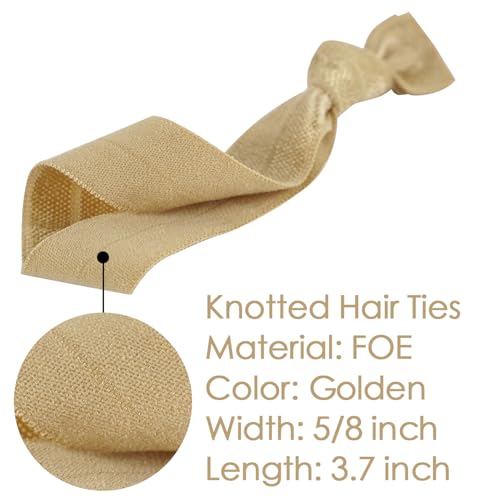 MEEDEE 100 Pack Gold Hair Accessories for Women: No Crease Soft Ribbon Knotted Hair Ties, Ouchless Ponytail Holders, Elastic Yoga Hair Bracelets - Image 2