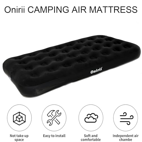 Onirii Twin Size Single Camping Air Mattress Bed with Air Pump,Inflatable Travel Air Mattress,Thickened Portable Blow Up Sleeping Bed Pad for Truck Tent Camping/Home/Hiking(Black) - Image 3