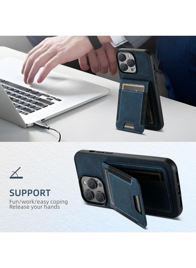 Suteni Case For iPhone 16 Pro H03 Litchi Leather Card Bag Stand Back Phone Case - Image 2