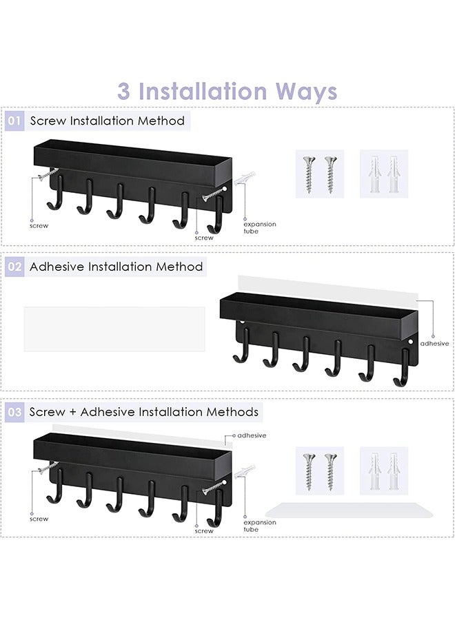Arabest Magnetic Key Rack With Tray, Magnetic Wall Keychain,Self-Adhesive Key Holder,With Small Stand And 6 Metal Hooks,For Wall Decorative Door Entryway Hallway And Office (Black) - Image 5