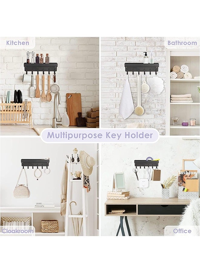 Arabest Magnetic Key Rack With Tray, Magnetic Wall Keychain,Self-Adhesive Key Holder,With Small Stand And 6 Metal Hooks,For Wall Decorative Door Entryway Hallway And Office (Black) - Image 3