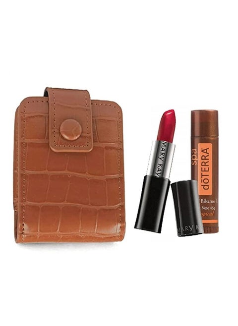 Brown Lipstick Bag with Mirror