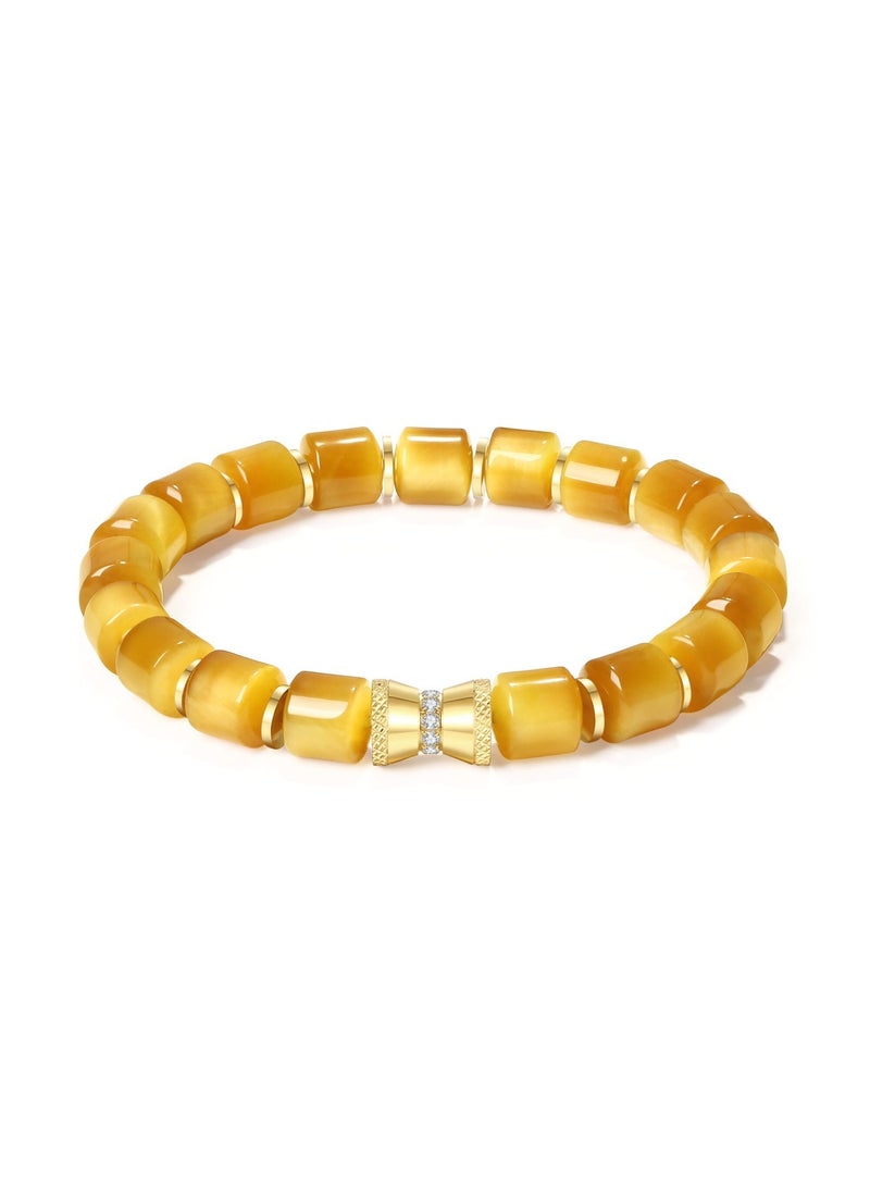 غَيْرُ مَألُوف 【ذهبي الرمال】سوار عين النمر الذهبي الطبيعي｜دفء فاخر وأناقة راقية - Image 2