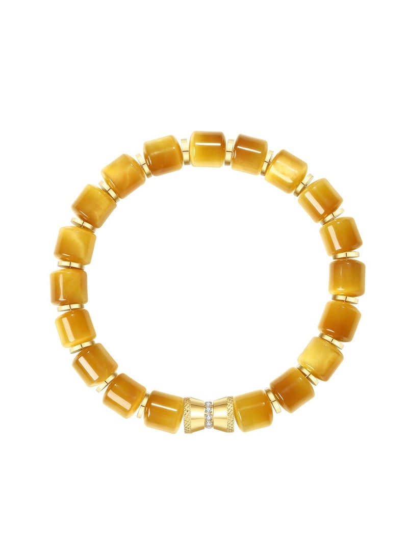 غَيْرُ مَألُوف 【ذهبي الرمال】سوار عين النمر الذهبي الطبيعي｜دفء فاخر وأناقة راقية - Image 1