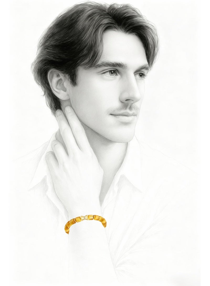 غَيْرُ مَألُوف 【ذهبي الرمال】سوار عين النمر الذهبي الطبيعي｜دفء فاخر وأناقة راقية - Image 5