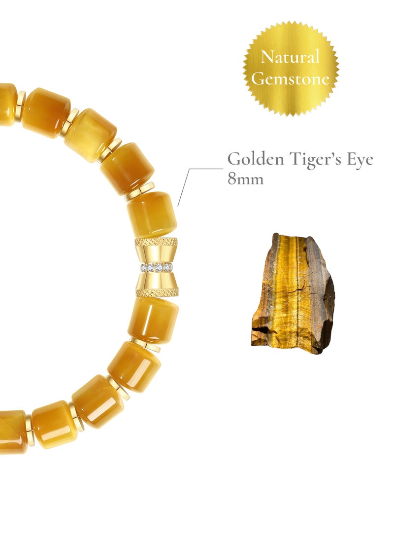 غَيْرُ مَألُوف 【ذهبي الرمال】سوار عين النمر الذهبي الطبيعي｜دفء فاخر وأناقة راقية - Image 3