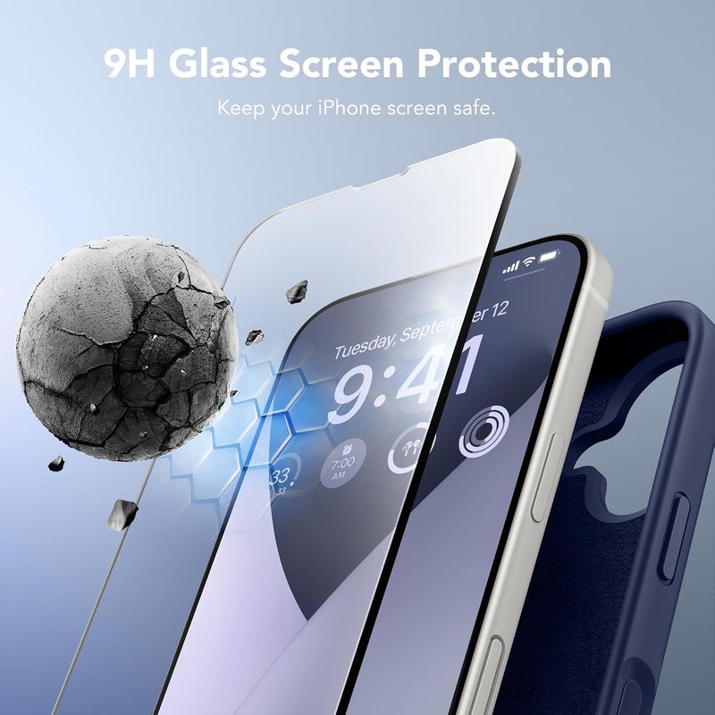 GONEZ Magnetic for iPhone 16 Case, Compatible with MagSafe, [Screen Protector + Camera Lens Protector], Liquid Silicone Shockproof Protective Phone Case for iPhone 16 6.1", Midnight Blue - Image 4
