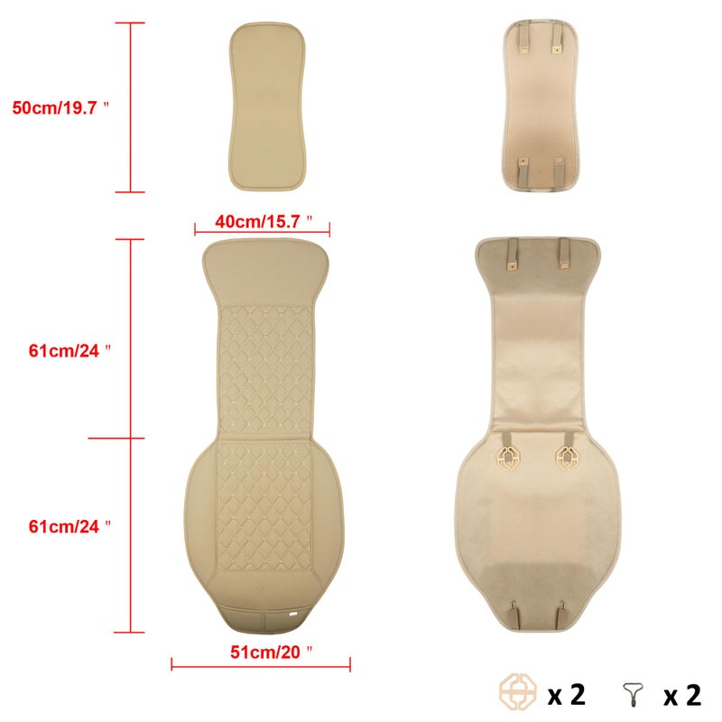 Black Panther 1 Pair Luxury Car Seat Covers Protectors, Universal Anti-Slip Driver Seat Cover with Partial Backrest Coverage (Middle Part Only), Diamond Pattern, Compatible with 95% Cars (Beige) - Image 5