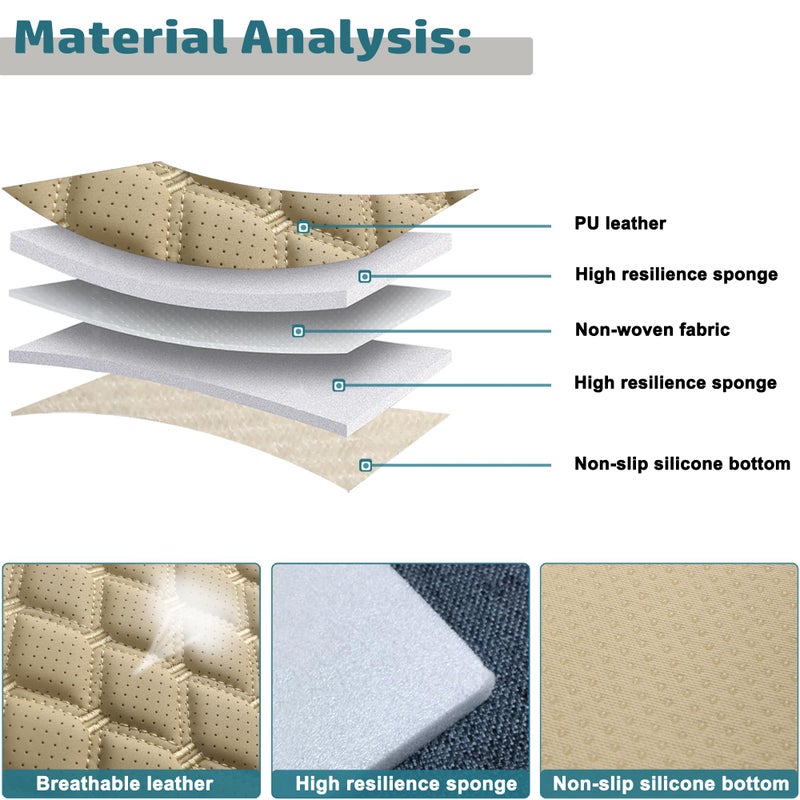 Black Panther 1 Pair Luxury Car Seat Covers Protectors, Universal Anti-Slip Driver Seat Cover with Partial Backrest Coverage (Middle Part Only), Diamond Pattern, Compatible with 95% Cars (Beige) - Image 4