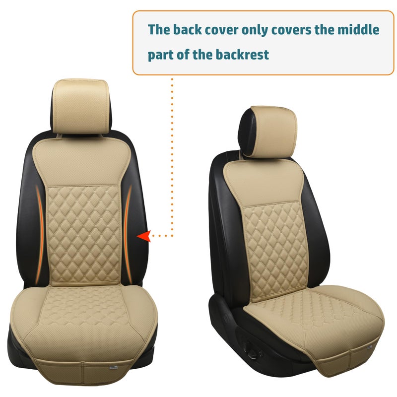 Black Panther 1 Pair Luxury Car Seat Covers Protectors, Universal Anti-Slip Driver Seat Cover with Partial Backrest Coverage (Middle Part Only), Diamond Pattern, Compatible with 95% Cars (Beige) - Image 2