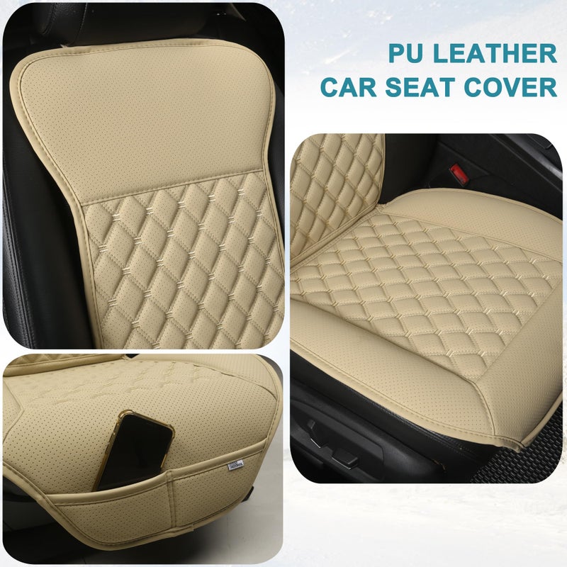 Black Panther 1 Pair Luxury Car Seat Covers Protectors, Universal Anti-Slip Driver Seat Cover with Partial Backrest Coverage (Middle Part Only), Diamond Pattern, Compatible with 95% Cars (Beige) - Image 3