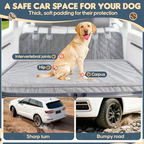 Loiion Dog Car Bed, Non-Slip Backseat Extender Pet Mat, Removable Washable Dog Bed for SUVs, Sedans & Trucks, Anti-Slip Travel Bed for Dogs, Easy Clean & Scratch-Proof & Comfort Light Gray (50"L×24.6"W×2"H)) - Image 3