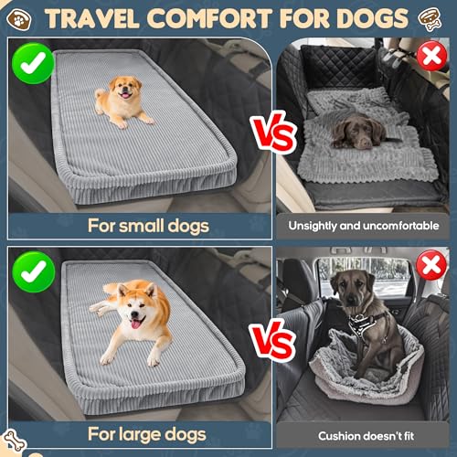 Loiion Dog Car Bed, Non-Slip Backseat Extender Pet Mat, Removable Washable Dog Bed for SUVs, Sedans & Trucks, Anti-Slip Travel Bed for Dogs, Easy Clean & Scratch-Proof & Comfort Light Gray (50"L×24.6"W×2"H)) - Image 4