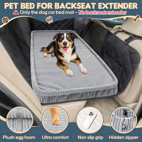 Loiion Dog Car Bed, Non-Slip Backseat Extender Pet Mat, Removable Washable Dog Bed for SUVs, Sedans & Trucks, Anti-Slip Travel Bed for Dogs, Easy Clean & Scratch-Proof & Comfort Light Gray (50"L×24.6"W×2"H)) - Image 2