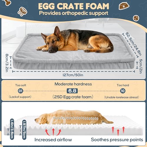 Loiion Dog Car Bed, Non-Slip Backseat Extender Pet Mat, Removable Washable Dog Bed for SUVs, Sedans & Trucks, Anti-Slip Travel Bed for Dogs, Easy Clean & Scratch-Proof & Comfort Light Gray (50"L×24.6"W×2"H)) - Image 5