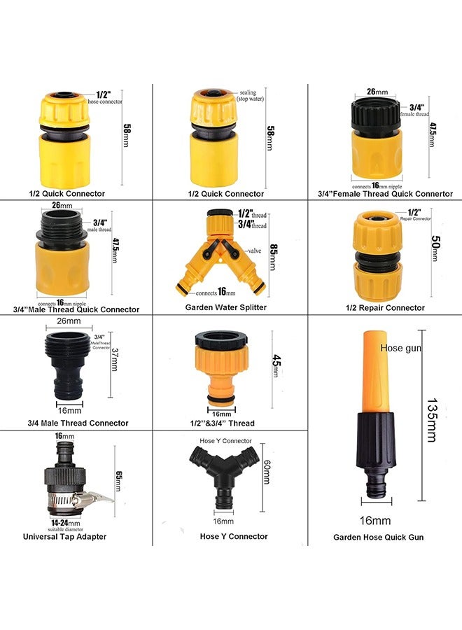MVAQKLM مجموعة موصلات خرطوم الحديقة، عبوة من 20 قطعة: فوهة، إصلاح خرطوم، توصيل سريع، موزع Y، محول ملولب ذكر/أنثى، صنبور ثنائي الاتجاه، موصل صنبور عالمي - Image 2