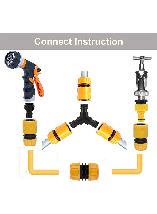 MVAQKLM مجموعة موصلات خرطوم الحديقة، عبوة من 20 قطعة: فوهة، إصلاح خرطوم، توصيل سريع، موزع Y، محول ملولب ذكر/أنثى، صنبور ثنائي الاتجاه، موصل صنبور عالمي - Image 3