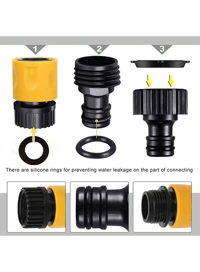 MVAQKLM مجموعة موصلات خرطوم الحديقة، عبوة من 20 قطعة: فوهة، إصلاح خرطوم، توصيل سريع، موزع Y، محول ملولب ذكر/أنثى، صنبور ثنائي الاتجاه، موصل صنبور عالمي - Image 4
