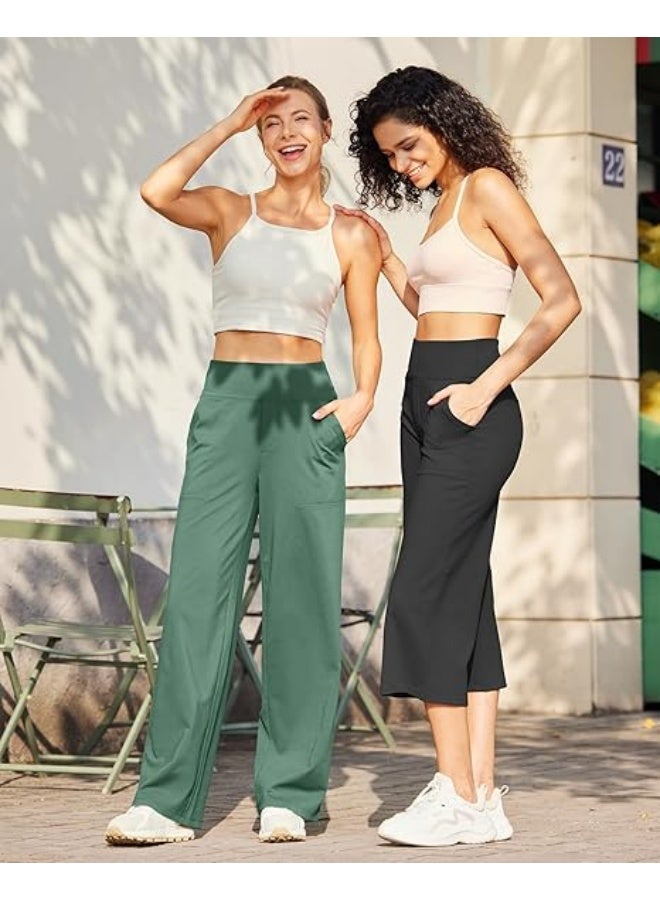 NIBEMINENT Yoga Pants Women Wide Leg Pants with Pockets High Waist Stretch Dress Casual Sweatpants Petite/Regular/Tall - Image 3