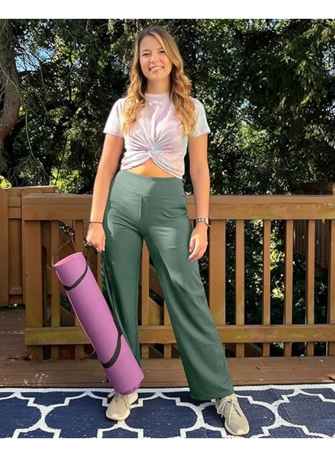 NIBEMINENT Yoga Pants Women Wide Leg Pants with Pockets High Waist Stretch Dress Casual Sweatpants Petite/Regular/Tall - Image 4