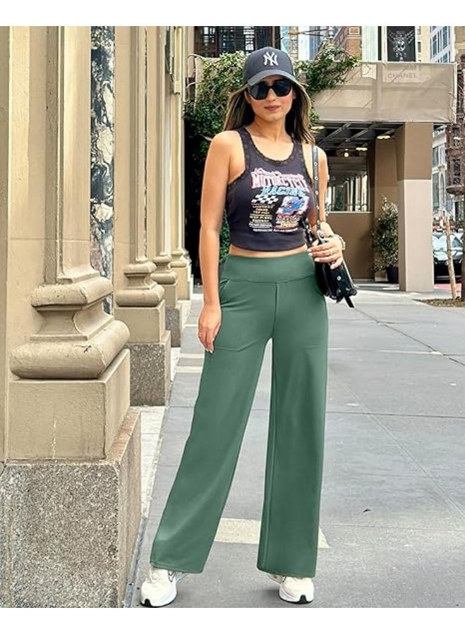 NIBEMINENT Yoga Pants Women Wide Leg Pants with Pockets High Waist Stretch Dress Casual Sweatpants Petite/Regular/Tall - Image 5