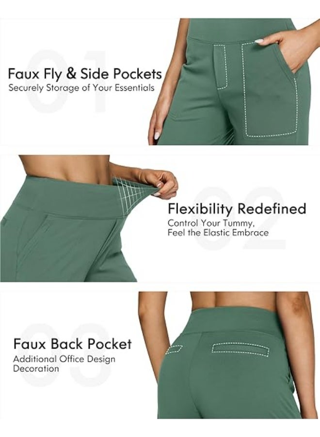 NIBEMINENT Yoga Pants Women Wide Leg Pants with Pockets High Waist Stretch Dress Casual Sweatpants Petite/Regular/Tall - Image 2