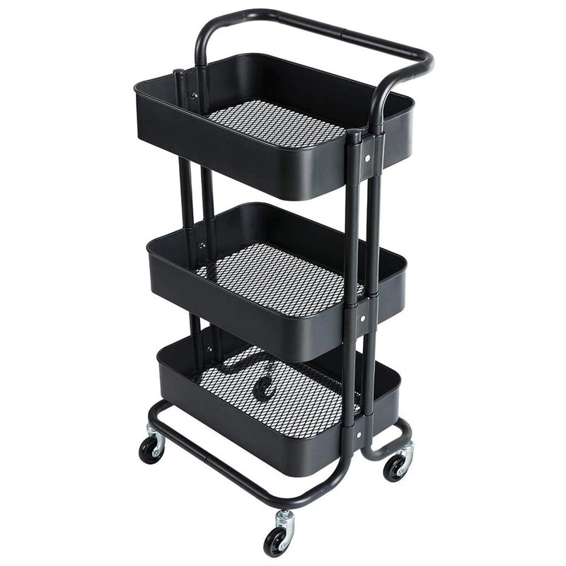 PANTH 3 Tier Stylish Freestanding Portable kitchen storage Metal Utility Space Saving Home Storage Organizer Racks and Self with Wheel Bathroom Kitchen Office Bathroom Salon spa - Image 1