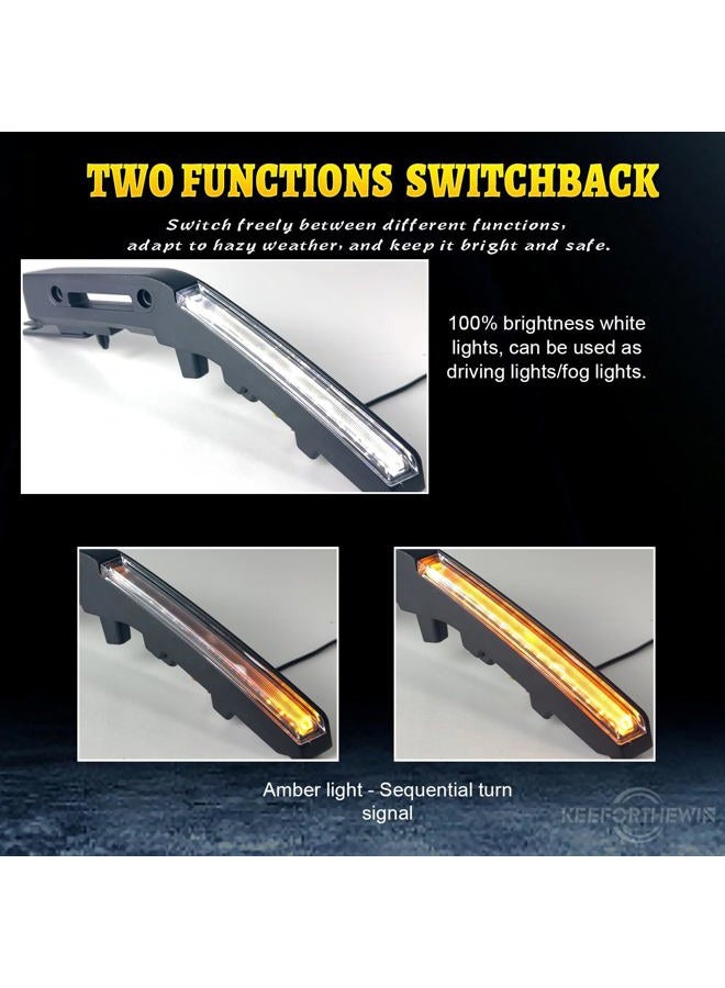 KeeForthewin LED Hood Handle Lights fit for Ford Bronco 2021 2022 2023 2024 Accessories Daytime Running Light Fog Light with White LED DRL - Amber Sequential Turn Signal - Image 2