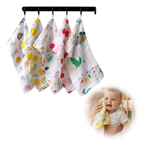 BabyGo Baby Muslin Washcloths, Super Soft 100% Cotton Face Towels | Reusable Hygiene Wash Cloth | Napkin for New Babies | Soft Hankies for Children (25cm x50cm) (Pack of 2) - Image 1