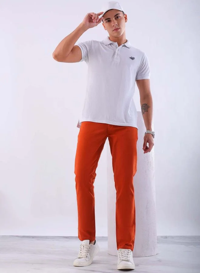 HARDSODA Men Slim Fit Solid Mid-Rise Chinos