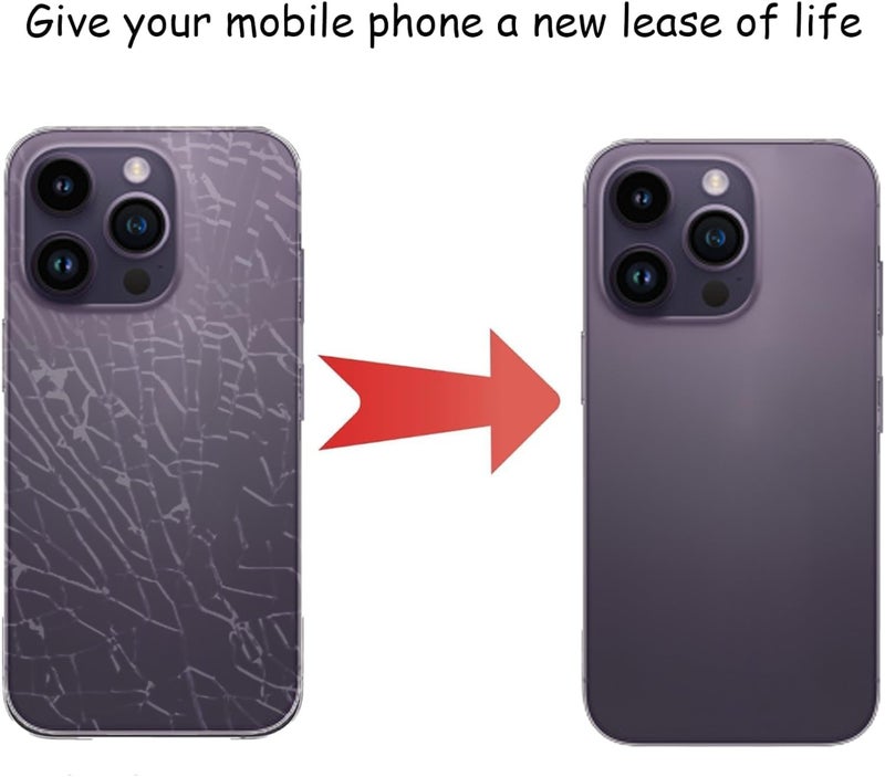 Anglepingping 14 Pro Back Glass Replacement for iPhone 14 Pro Rear Back Glass with Pre-Installed Adhesive + Reparing Toolkit(Deep Purple) - Image 5