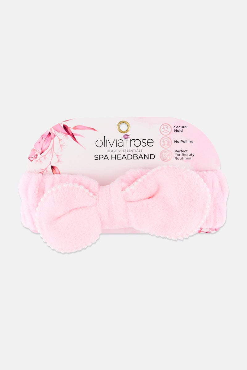 Olivia Rose Plush Spa Headband, Pink - Image 1