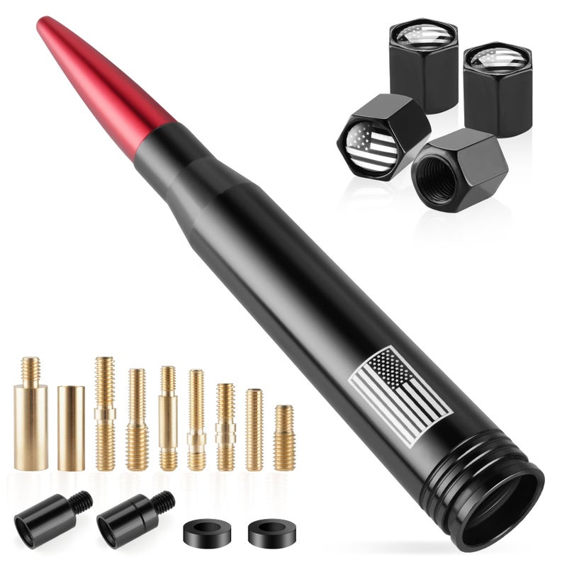 BJSIA American Flag Car Antenna for Truck with Valve Stem Caps Universal Compatible with Ford Dodge Chevrolet GMC Jeep Toyota Truck Car Accessories AntiTheft Antenna Topper Red - Image 3