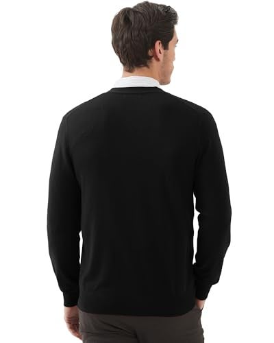 Kallspin Men's Cardigan Sweaters Wool Blend V Neck Button Down Sweaters with Pockets(Black, Medium) - Image 3