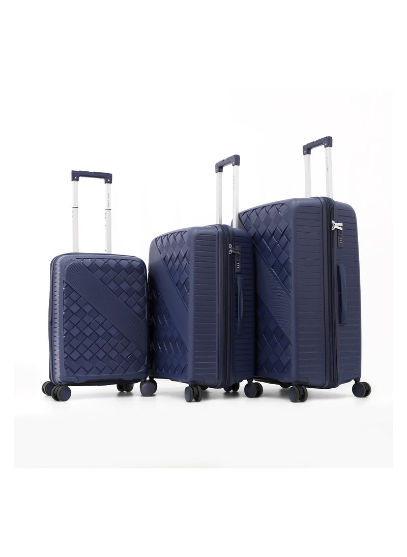 GIORDANO Giordano Hardside Luggage Trolley Bag 3 Pieces set,Navy (S-20,M-24,L-28 Inch)  - Image 1