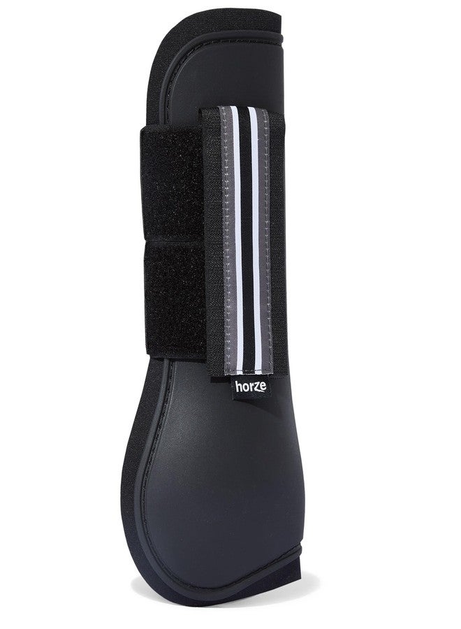 HORZE Adepto Open Front Tendon Boots | Durable Shell with Neoprene Lining - Black - Pony - Image 4