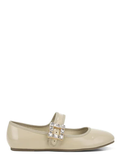 London Rag Brooch Mary Jane Sandals in Beige