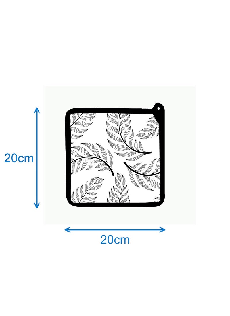 AIRWILL Airwill Cotton Designer Pattern Heat Resistant Kitchen Linens 1 Oven Mitt 1 Pot Holder BlackWhite  - Image 3