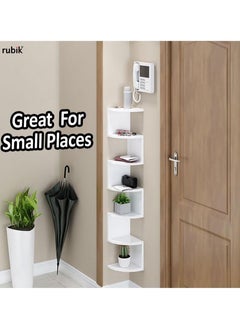 Rubik Corner Shelf 5-Tier Floating Wall Shelf with Zigzag Design, Bookshelf Floating Corner Shelf (Black)  - Image 4