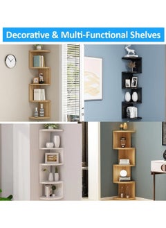 Rubik Corner Shelf 5-Tier Floating Wall Shelf with Zigzag Design, Bookshelf Floating Corner Shelf (Black)  - Image 3