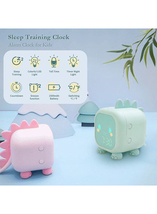 Kids Digital Alarm Clock Night Lights Sleep Trainier 2 Alarms 6 Ringtones Time Temperature Display Sound Control Snoozing Function  - Image 3
