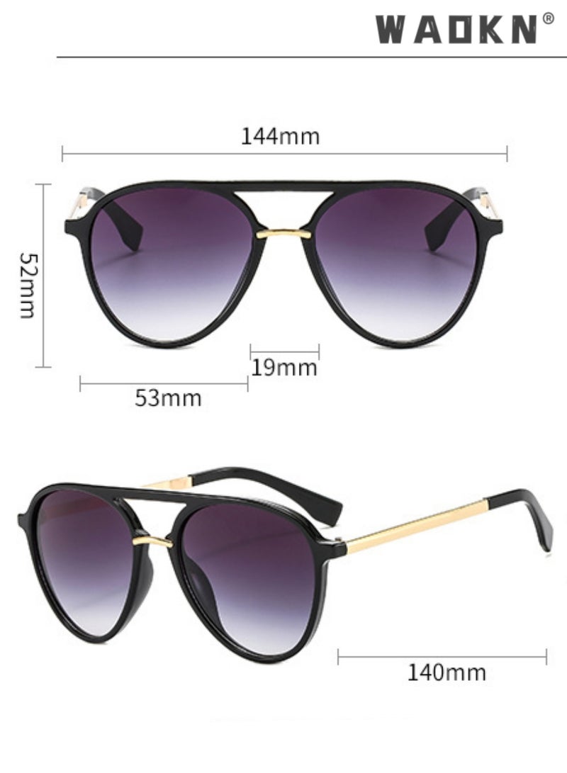 WAOKN Polarized Aviator Sunglasses for Men Women, UV400 Protection Sun Glasses with Metal and PC Frame, Fashion Anti-Glare Sun Shades for Driving, Fishing, Traveling (Bright Black)  - Image 2